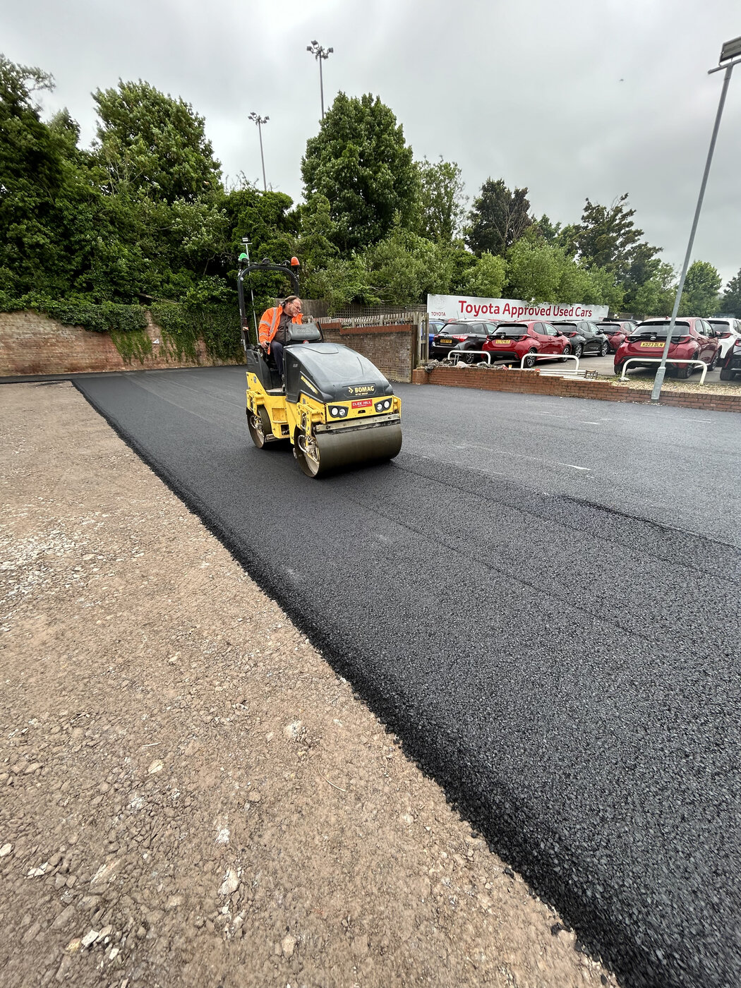 Commercial tarmac surfacing at a dealership site in Letchworth